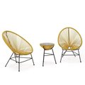 Patio Trasero Montara Modern Outdoor Acapulco Lounge Patio Set with Glass Top Table, Yellow - 3 Piece PA2450307